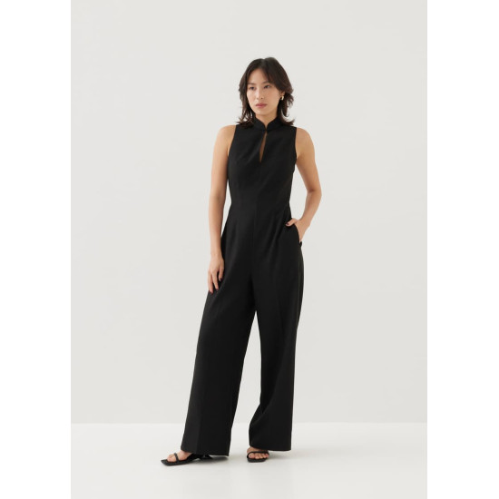 Mina Padded Tweed Mandarin Collar Jumpsuit