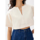 Boxy Notch Collar Crop Tee