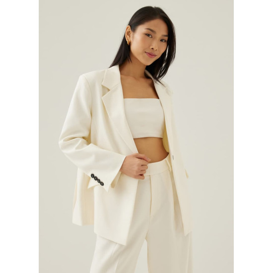 Rasha Shoulder Padded Relaxed Collared Blazer