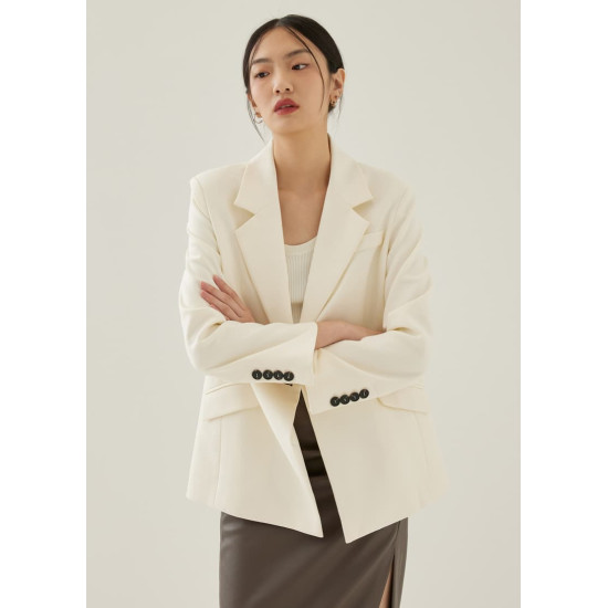 Rasha Shoulder Padded Relaxed Collared Blazer