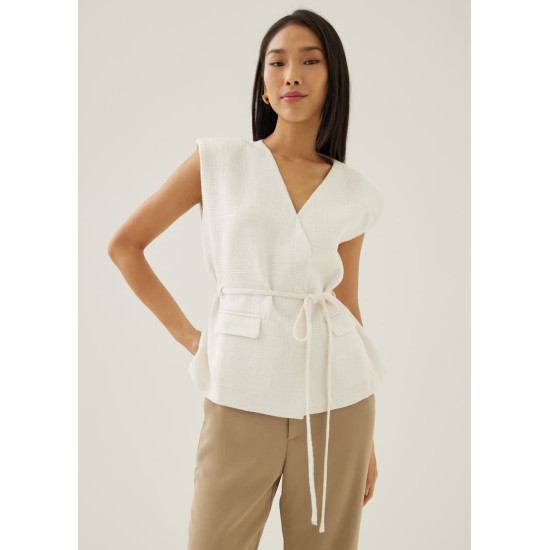 Hans Tweed Shoulder Padded Tailored Top