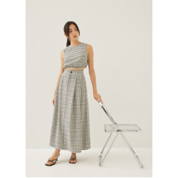 Larson Textured Gingham Maxi Skirt