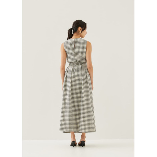 Larson Textured Gingham Maxi Skirt