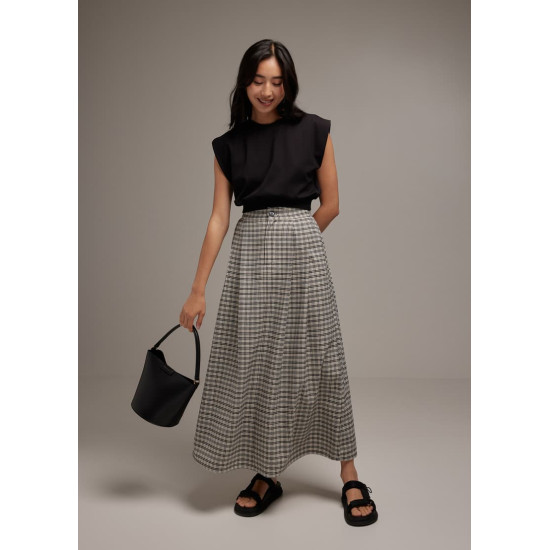 Larson Textured Gingham Maxi Skirt