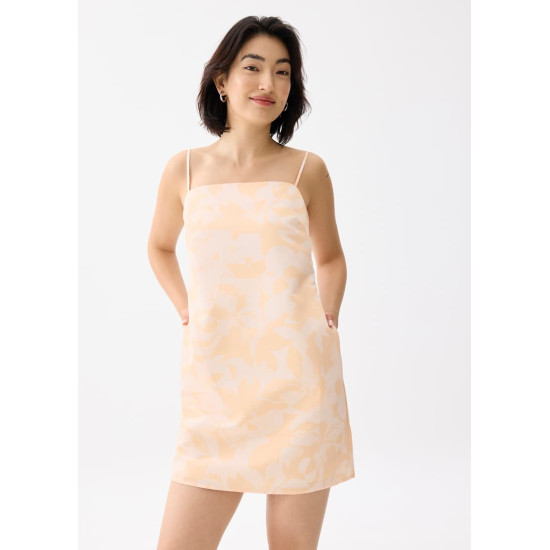 Straight Neck Shift Mini Dress in Sunburst