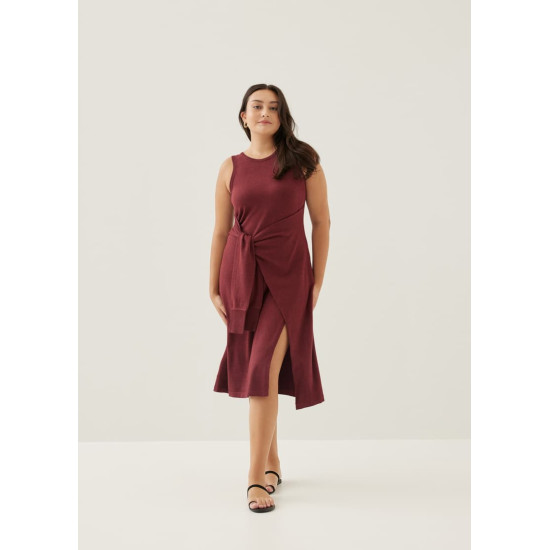 Aliyah Knit Column Wrap Midi Dress