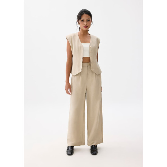 Anya Shoulder Padded Linen Tailored Vest