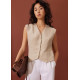 Anya Shoulder Padded Linen Tailored Vest