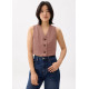 Cropped V-neck Button Down Vest