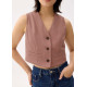 Cropped V-neck Button Down Vest