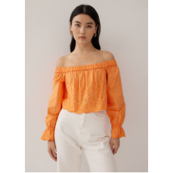 Anita Broderie Off Shoulder Scallop Top