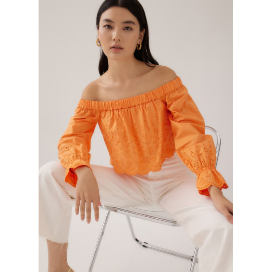 Anita Broderie Off Shoulder Scallop Top