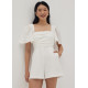 Jia Pleated Flare Sleeve Romper