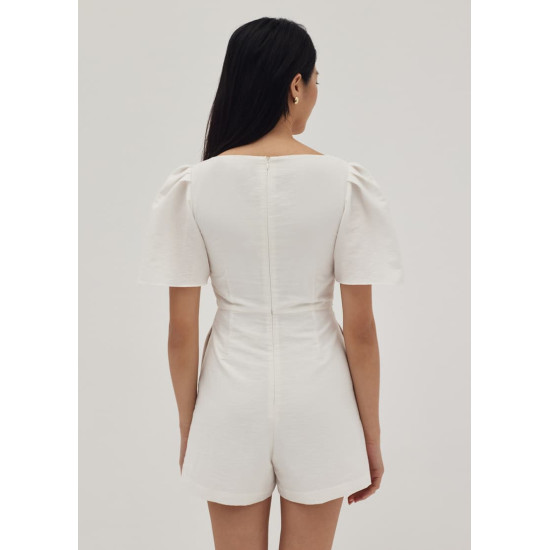 Jia Pleated Flare Sleeve Romper