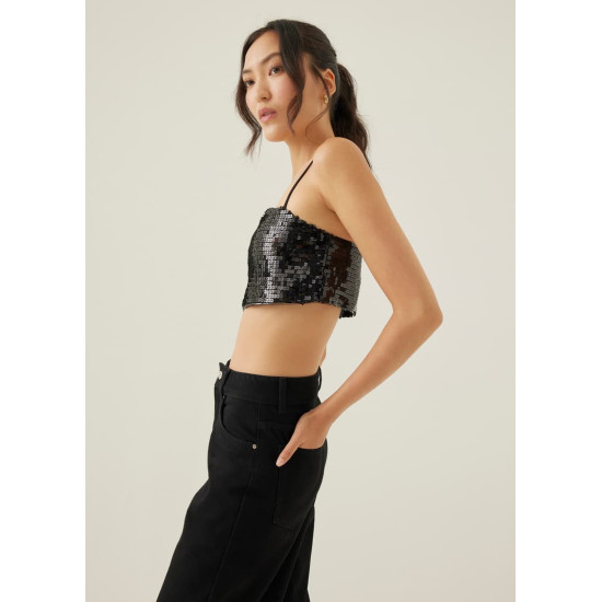 Lanley Padded Sequin Crop Camisole Top