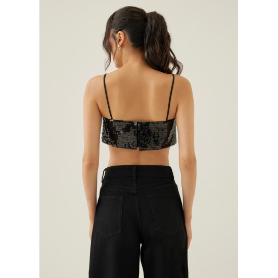 Lanley Padded Sequin Crop Camisole Top