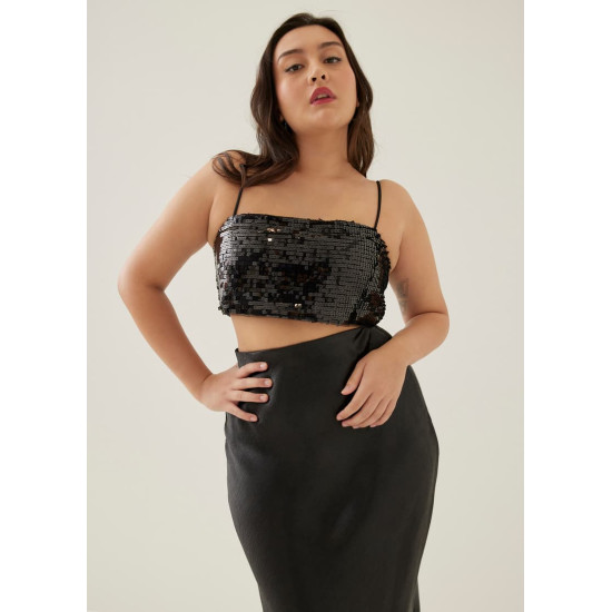 Lanley Padded Sequin Crop Camisole Top