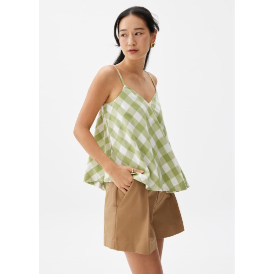 Gingham V-neck Swing Camisole Top