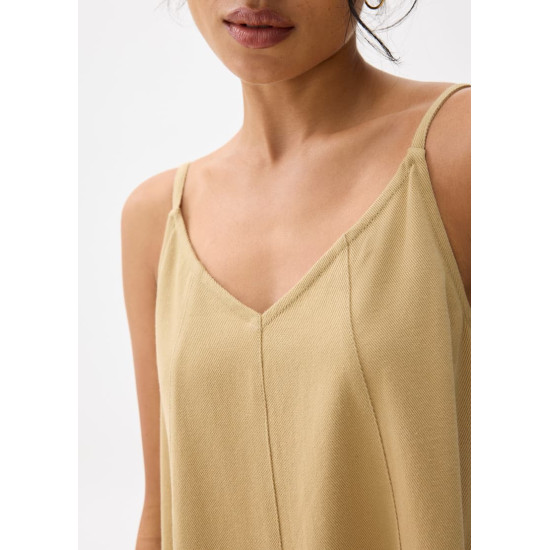 Cotton V-neck Trapeze Midaxi Dress