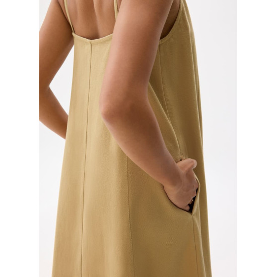 Cotton V-neck Trapeze Midaxi Dress