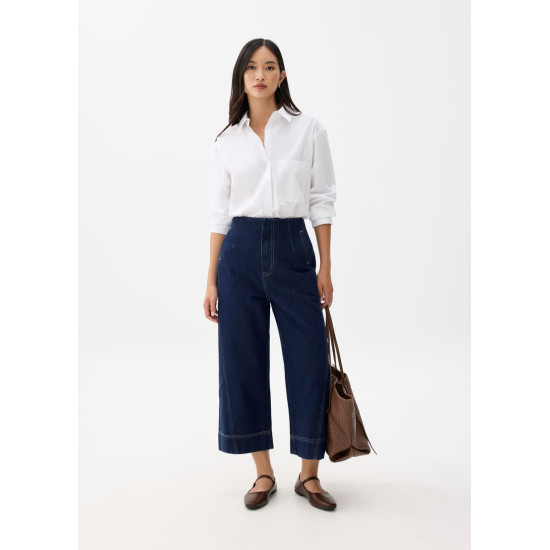 Denim Cropped Wide Leg Culottes