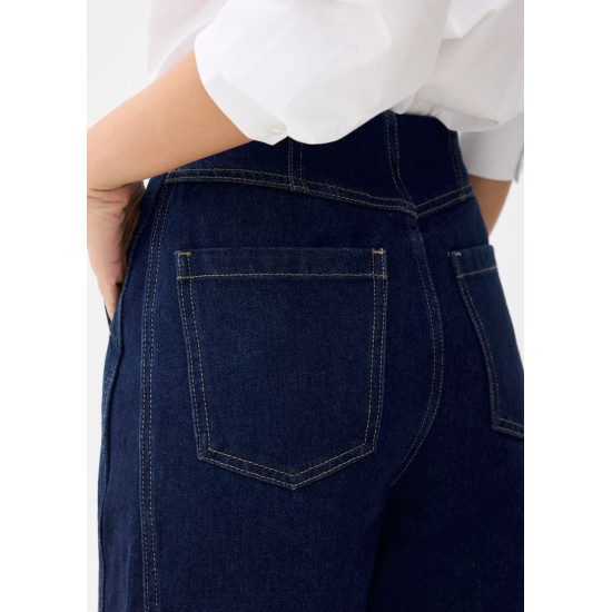 Denim Cropped Wide Leg Culottes