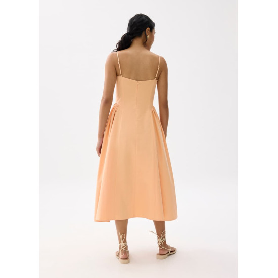 V-neck Drop Waist Fit & Flare Midaxi Dress