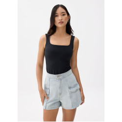 Denim High Waist A-line Shorts