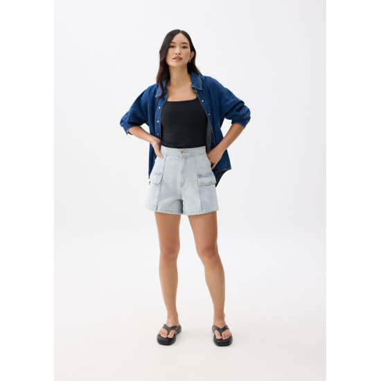 Denim High Waist A-line Shorts