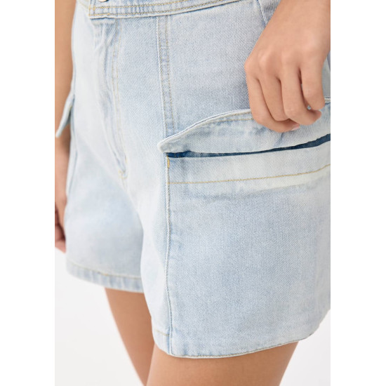 Denim High Waist A-line Shorts