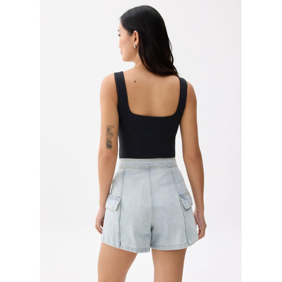 Denim High Waist A-line Shorts