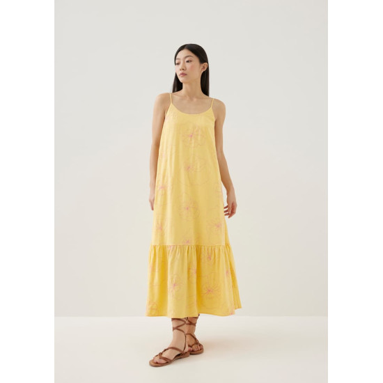 Philippa Embroidered Ruffle Maxi Dress in Rekindled Blooms