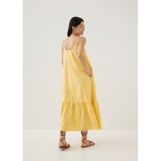 Philippa Embroidered Ruffle Maxi Dress in Rekindled Blooms