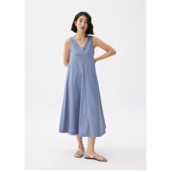 V-neck Trapeze Midi Dress