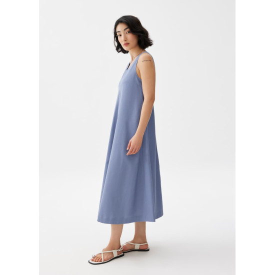 V-neck Trapeze Midi Dress