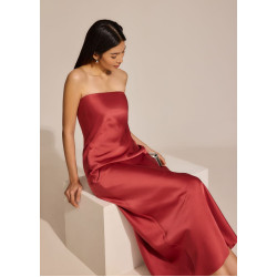 Padded Satin Tube Maxi Dress