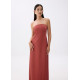 Padded Satin Tube Maxi Dress