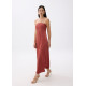 Padded Satin Tube Maxi Dress