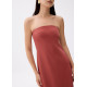 Padded Satin Tube Maxi Dress