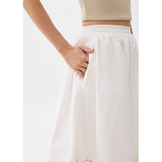 Elastic Broderie Fit & Flare Midaxi Skirt