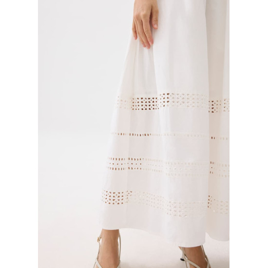 Elastic Broderie Fit & Flare Midaxi Skirt