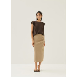 Lianne Shoulder Padded Pleated Top