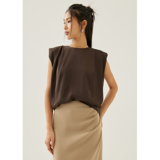 Lianne Shoulder Padded Pleated Top