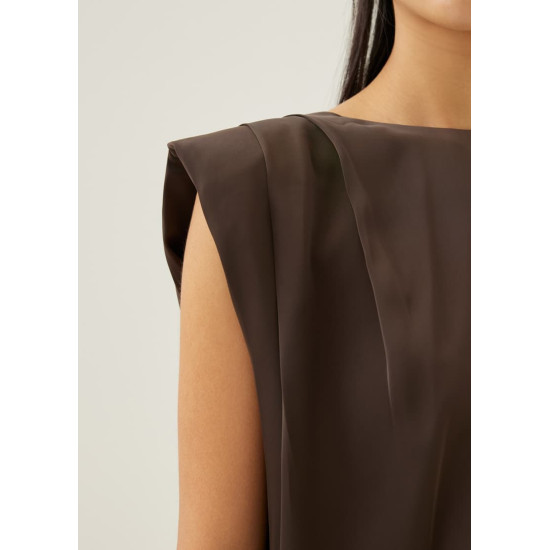 Lianne Shoulder Padded Pleated Top