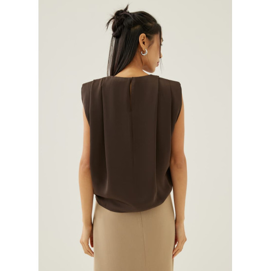 Lianne Shoulder Padded Pleated Top