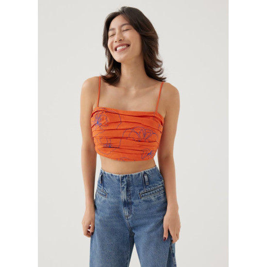 Naomi Embroidered Camisole Top in Rekindled Blooms