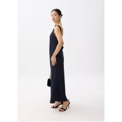 Satin Padded Drape Maxi Dress