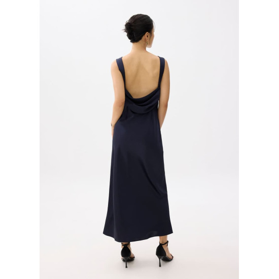 Satin Padded Drape Maxi Dress