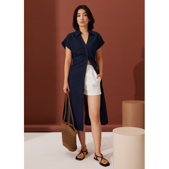 Suri Classic Linen Belted Shirt Dress