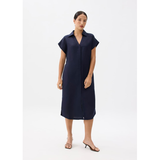 Suri Classic Linen Belted Shirt Dress